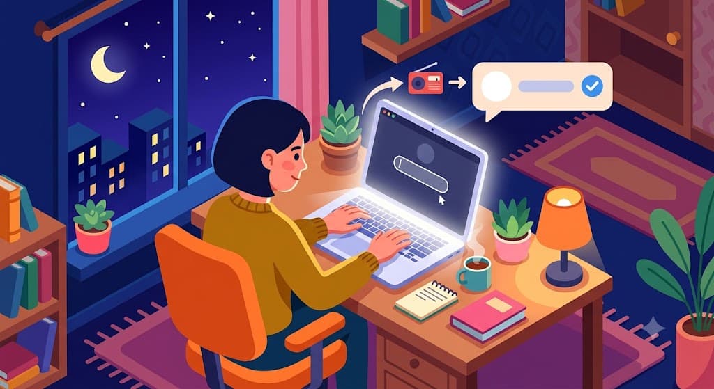 Person typing a screen name into a login field on a glowing laptop at night